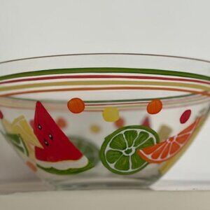 Decorative Glass Fruit Bowl LARGE Retired Partylite Candle Holder w/ chip